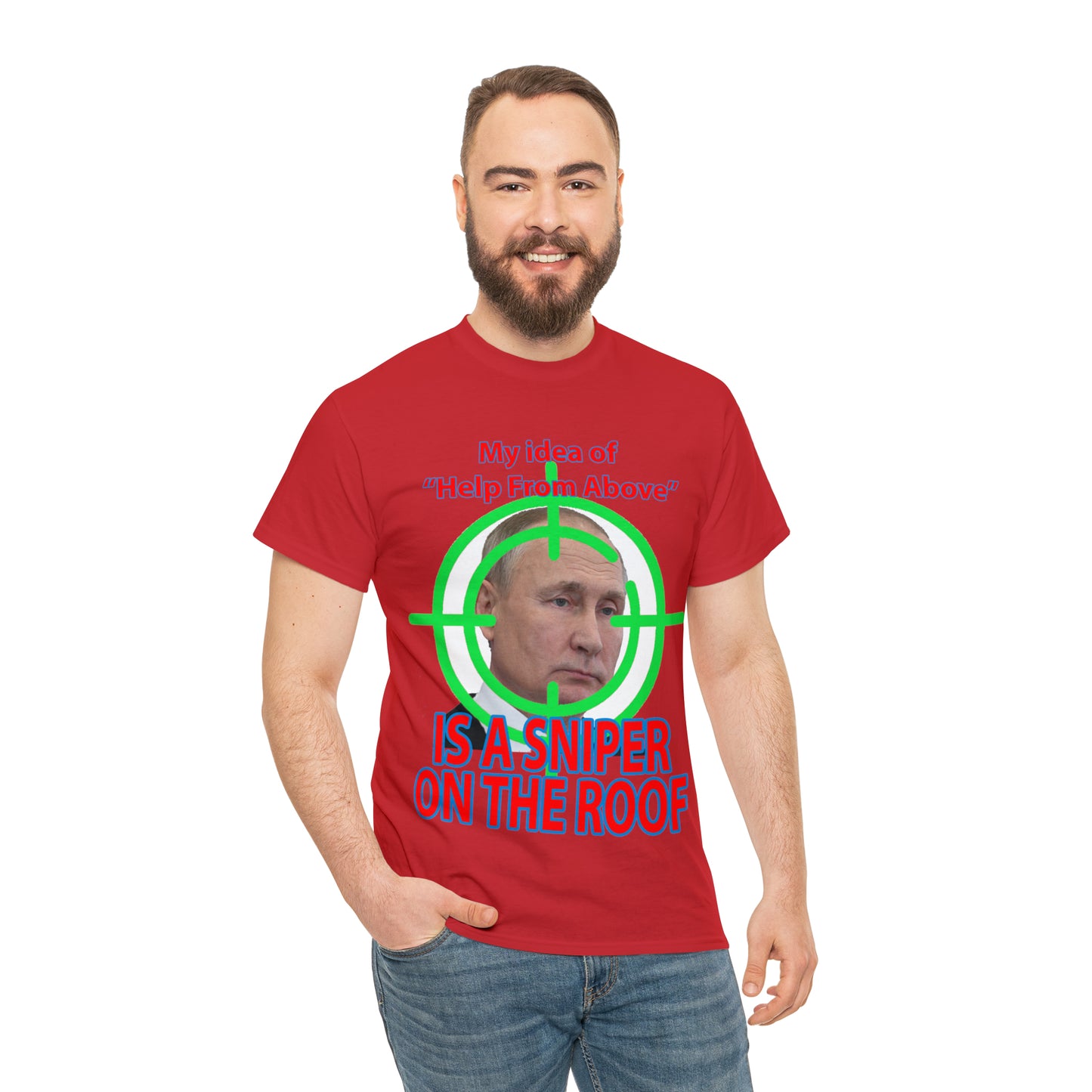 Help from Above SNIPER ON THE ROOF - Funny Unisex Heavy Cotton Tee - AUS
