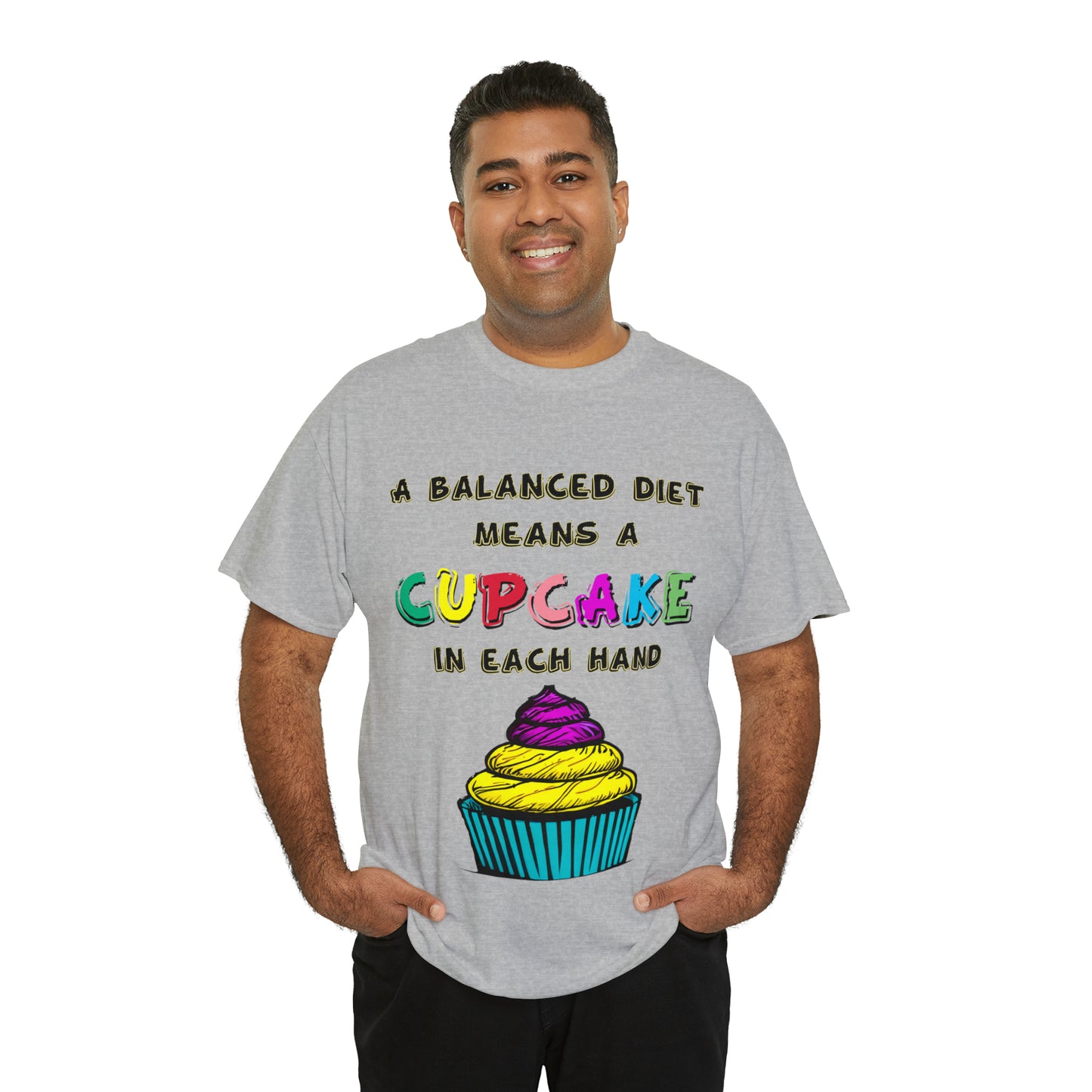 A Balanced Life is a CUPCAKE in Each Hand...  - Unisex Heavy Cotton Tee - AUS