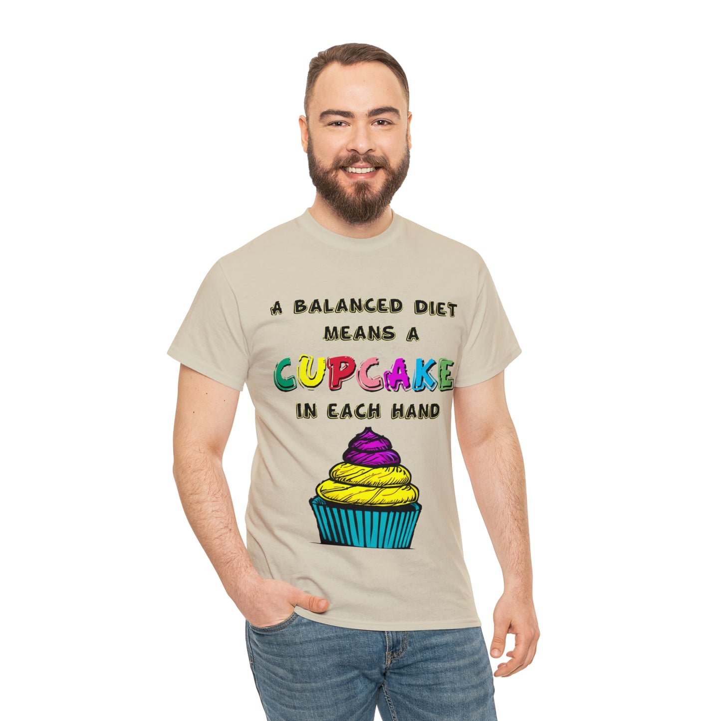 A Balanced Life is a CUPCAKE in Each Hand...  - Unisex Heavy Cotton Tee - AUS