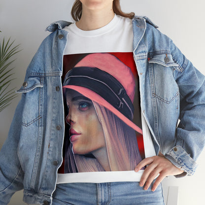 LADY IN PINK HAT - Airt on a Shirt  - Unisex Heavy Cotton Tee - AUS