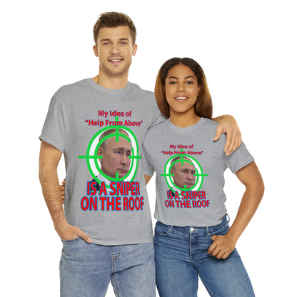 Help from Above SNIPER ON THE ROOF - Funny Unisex Heavy Cotton Tee - AUS
