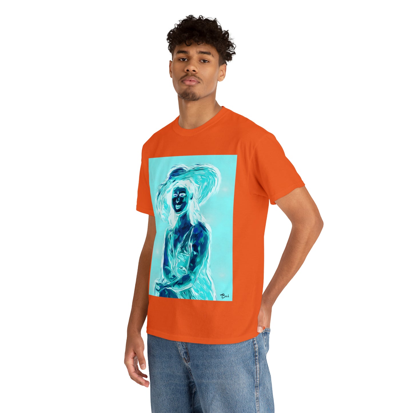 LADY IN SUN HAT (an Inversion in Red) - Airt on a Shirt  - Unisex Heavy Cotton Tee - AUS