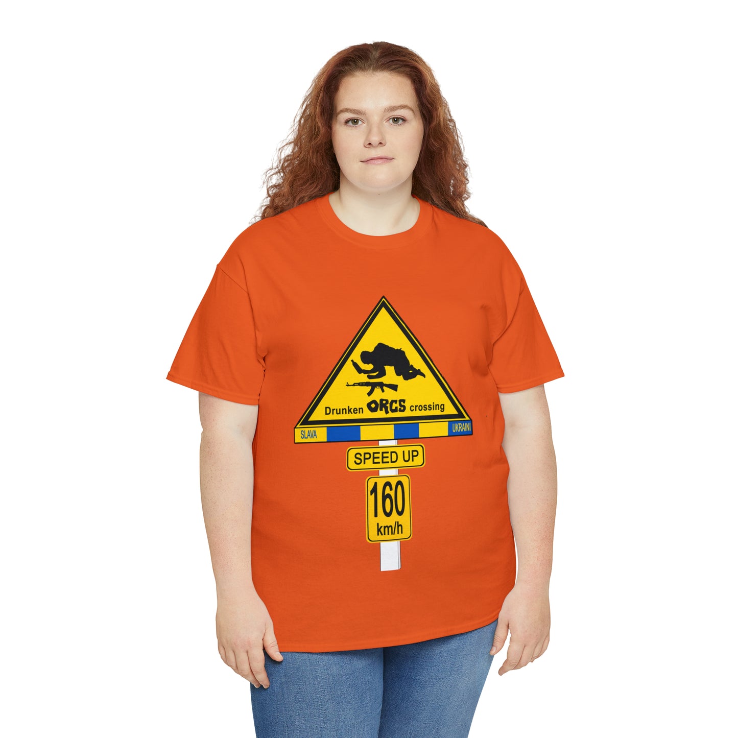 DRU**** ORCS CROSSING UKRAINE SUPPORTER T-SHIRT - Unisex Heavy Cotton Tee - AUS