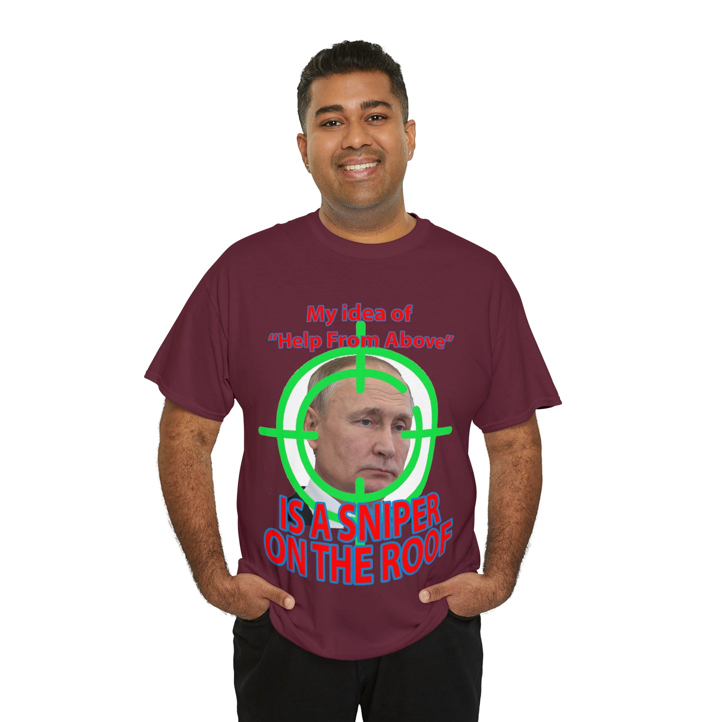 Help from Above SNIPER ON THE ROOF - Funny Unisex Heavy Cotton Tee - AUS