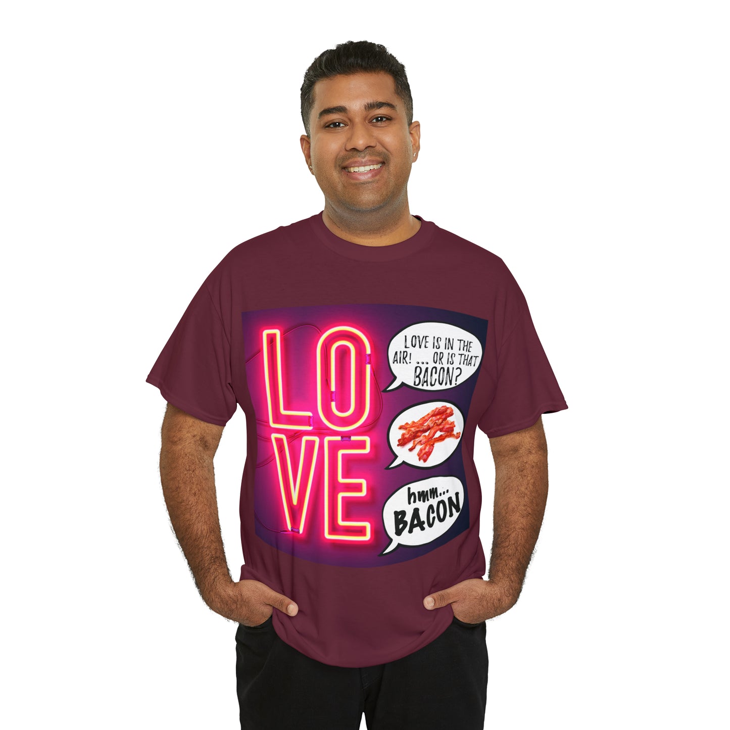 LOVE in in the AIR... or is that BACON? - Unisex Heavy Cotton Tee