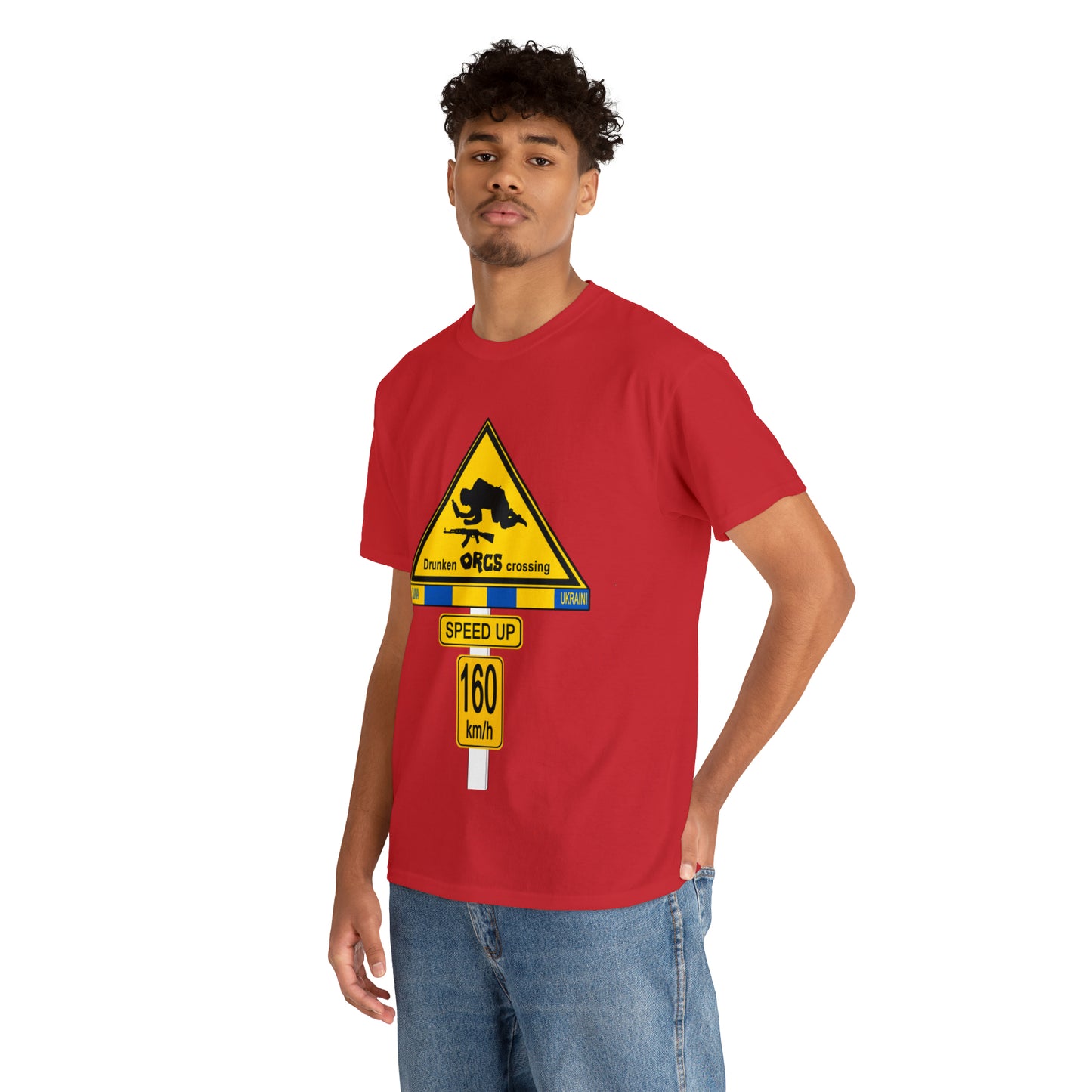 DRU**** ORCS CROSSING UKRAINE SUPPORTER T-SHIRT - Unisex Heavy Cotton Tee - AUS