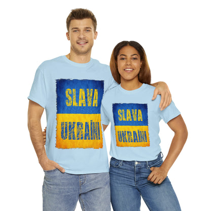 "SLAVA UKRAINI" FLAG - Unisex Heavy Cotton Tee