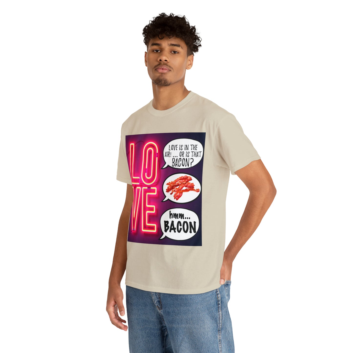 LOVE in in the AIR... or is that BACON? - Unisex Heavy Cotton Tee