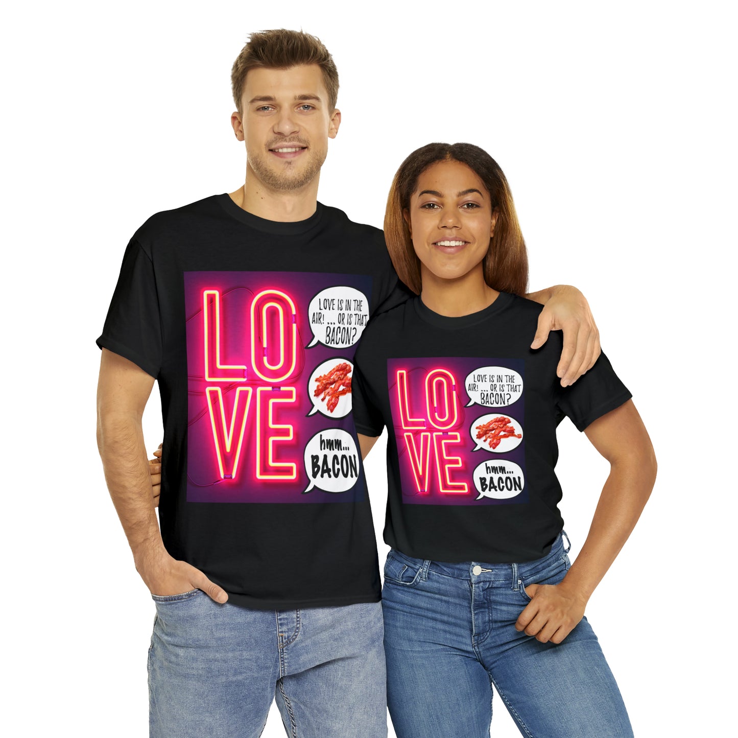 LOVE in in the AIR... or is that BACON? - Unisex Heavy Cotton Tee