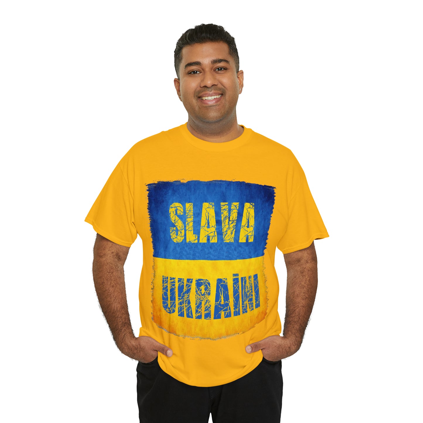 "SLAVA UKRAINI" FLAG - Unisex Heavy Cotton Tee