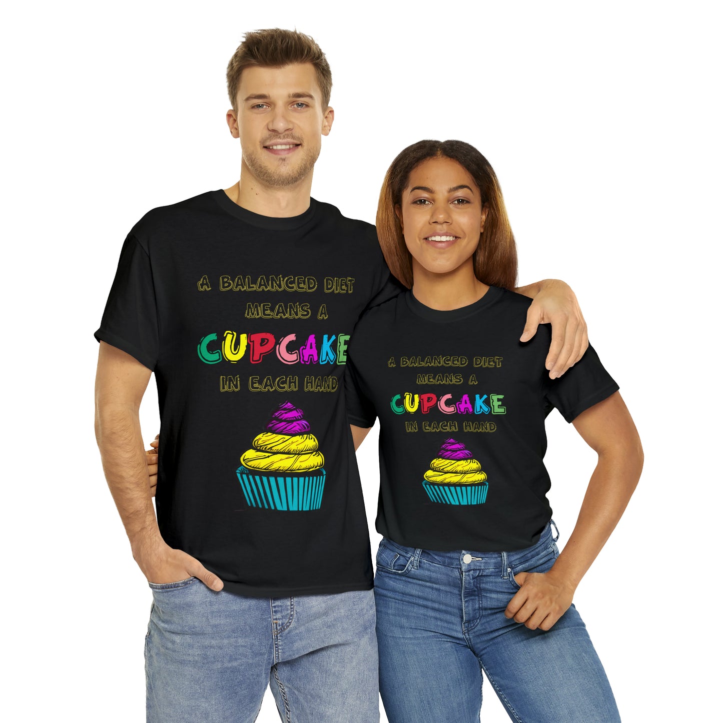 A Balanced Life is a CUPCAKE in Each Hand...  - Unisex Heavy Cotton Tee - AUS