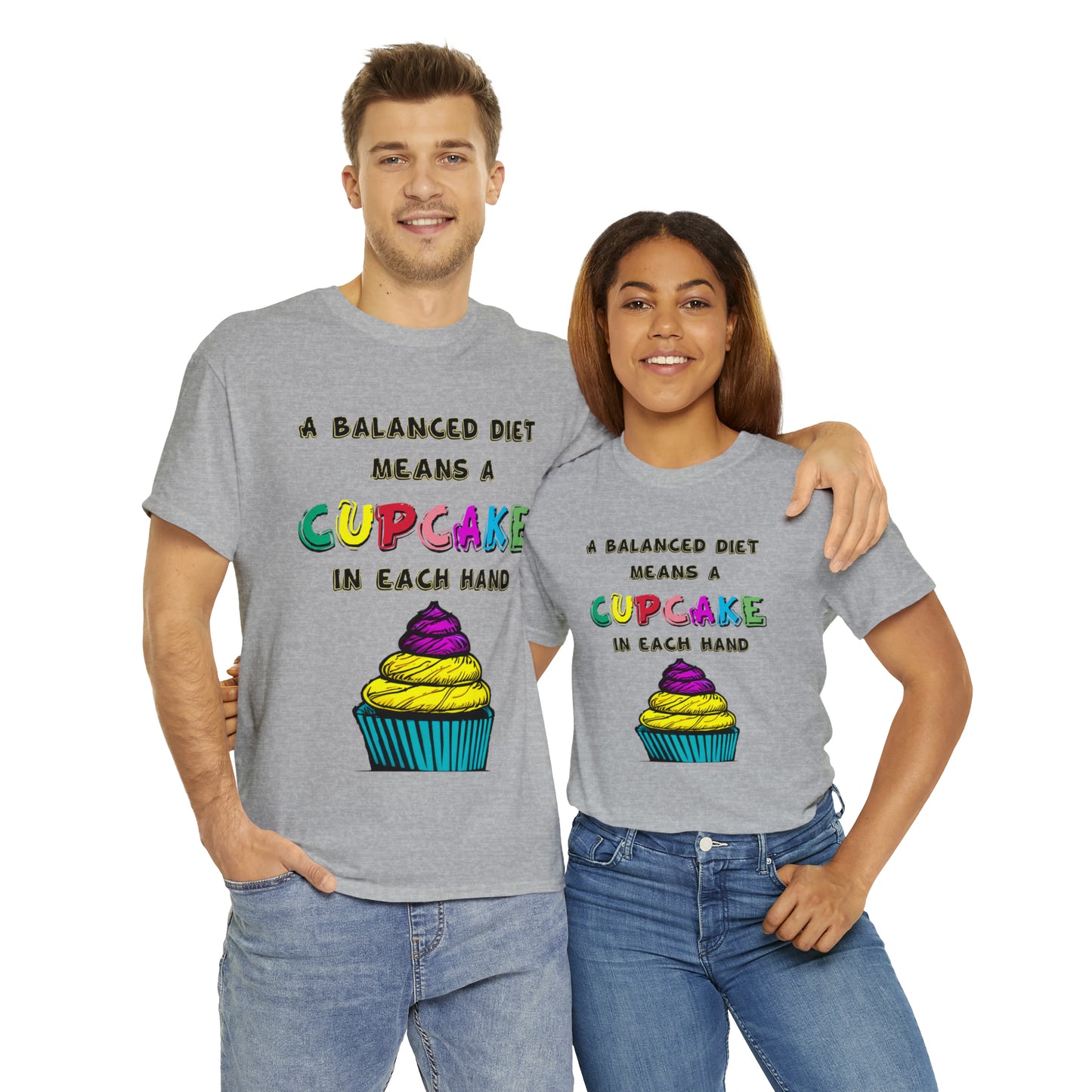 A Balanced Life is a CUPCAKE in Each Hand...  - Unisex Heavy Cotton Tee - AUS