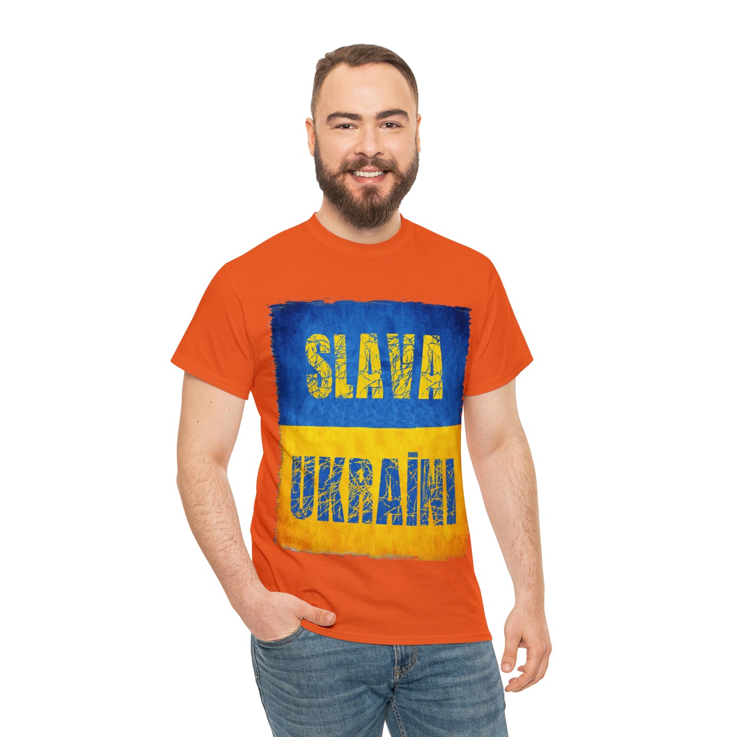 "SLAVA UKRAINI" FLAG - Unisex Heavy Cotton Tee