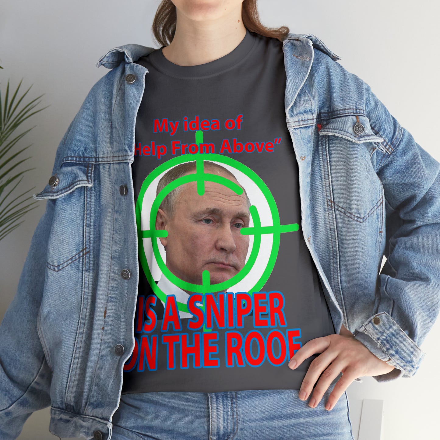 Help from Above SNIPER ON THE ROOF - Funny Unisex Heavy Cotton Tee - AUS