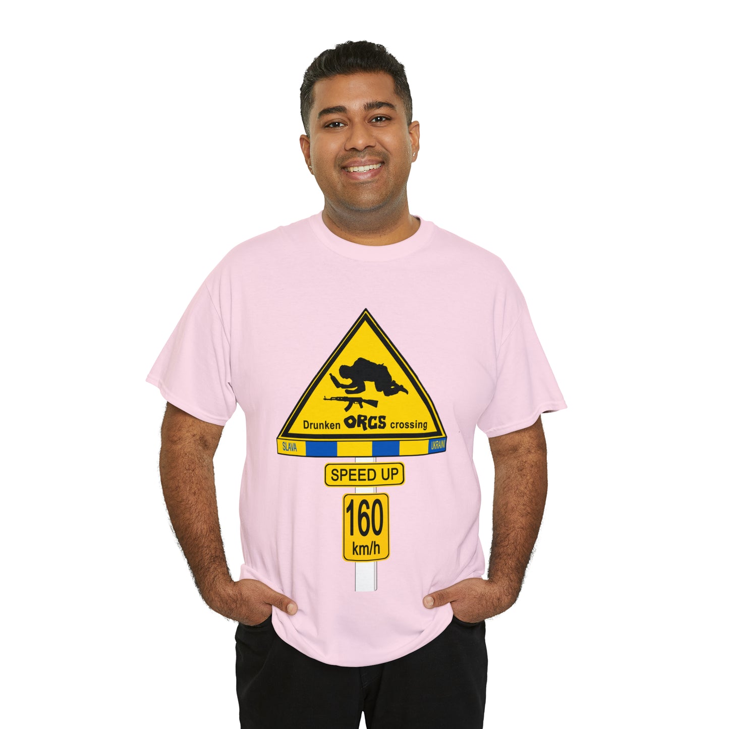 DRU**** ORCS CROSSING UKRAINE SUPPORTER T-SHIRT - Unisex Heavy Cotton Tee - AUS