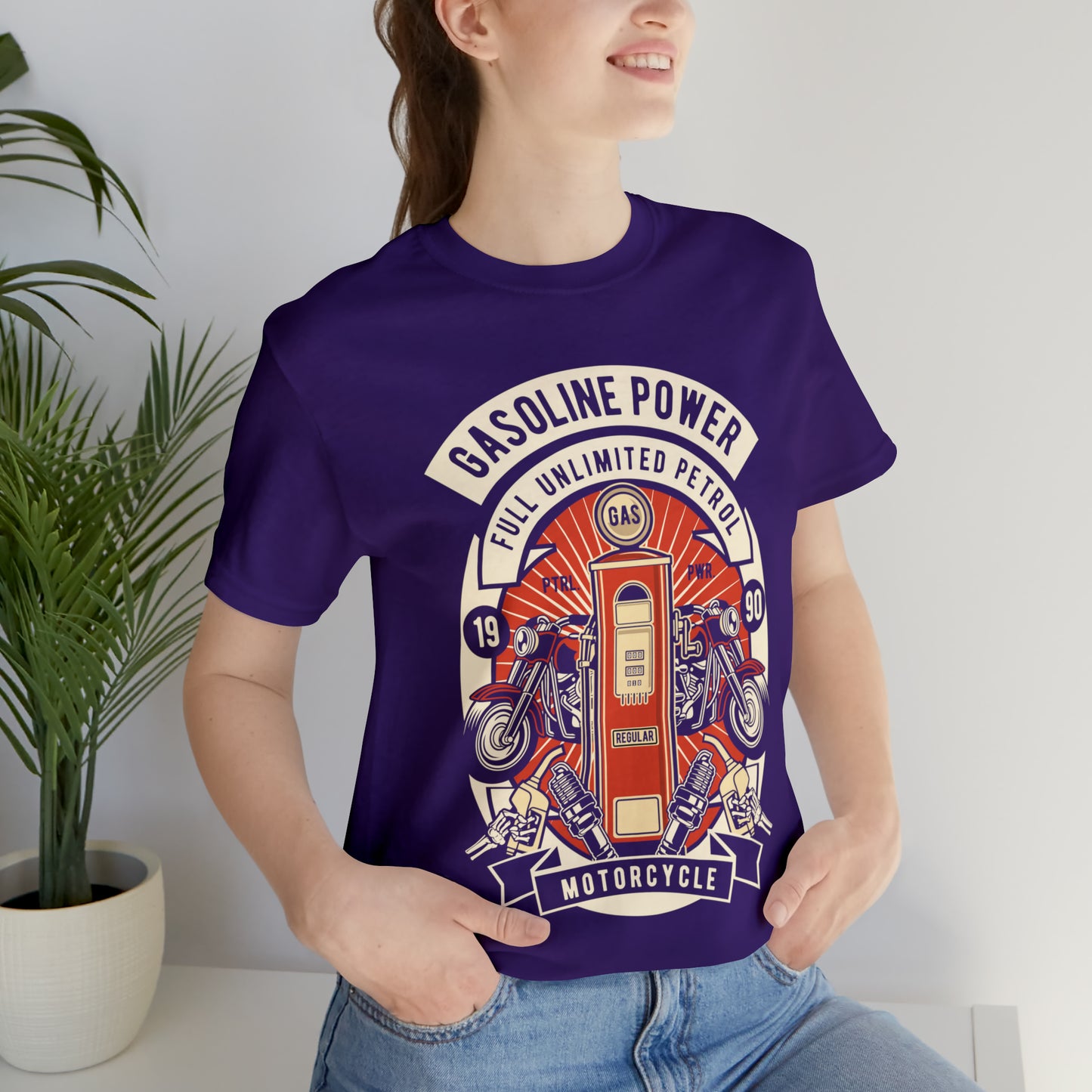 GASOLINE POWER Motorcycle - Unisex Jersey Short Sleeve Tee