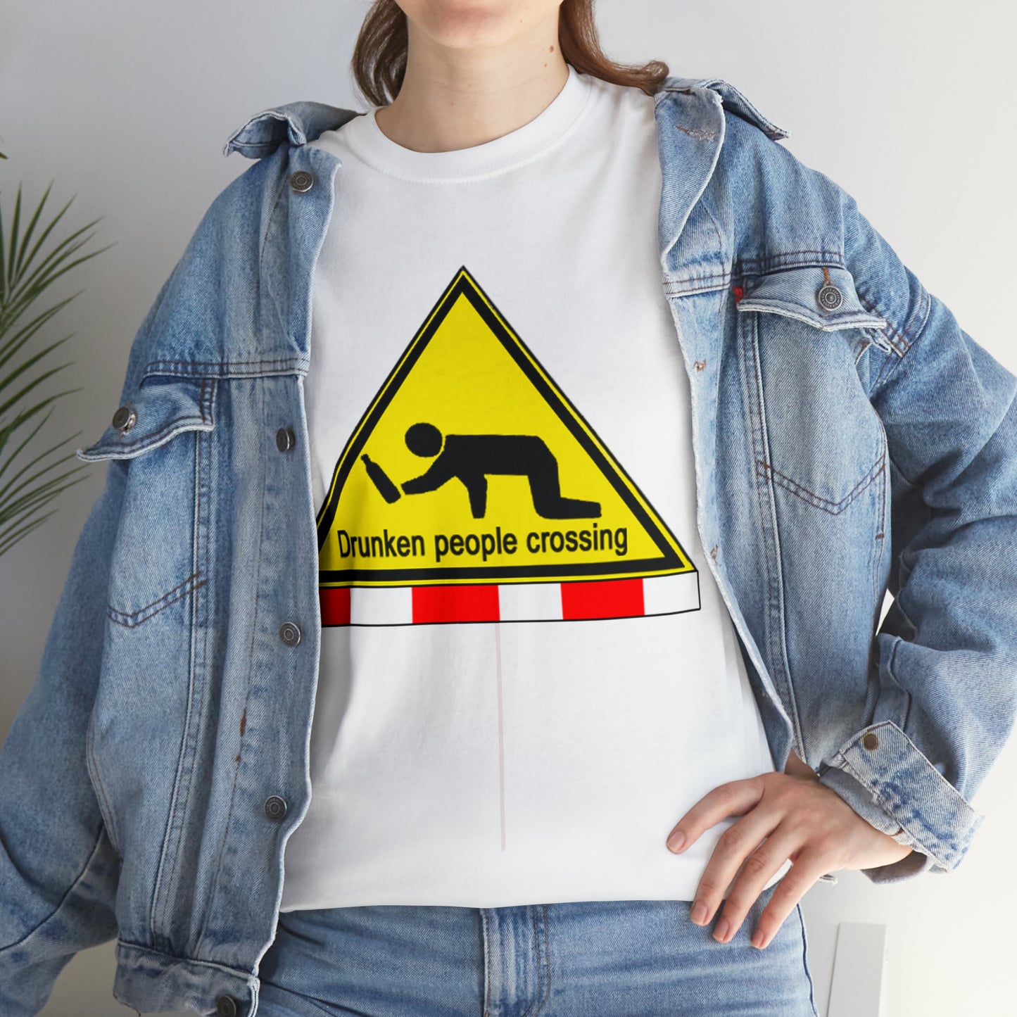 DRU**** PEOPLE CROSSING FUNNY SIGN T-SHIRT - Unisex Heavy Cotton Tee - AUS