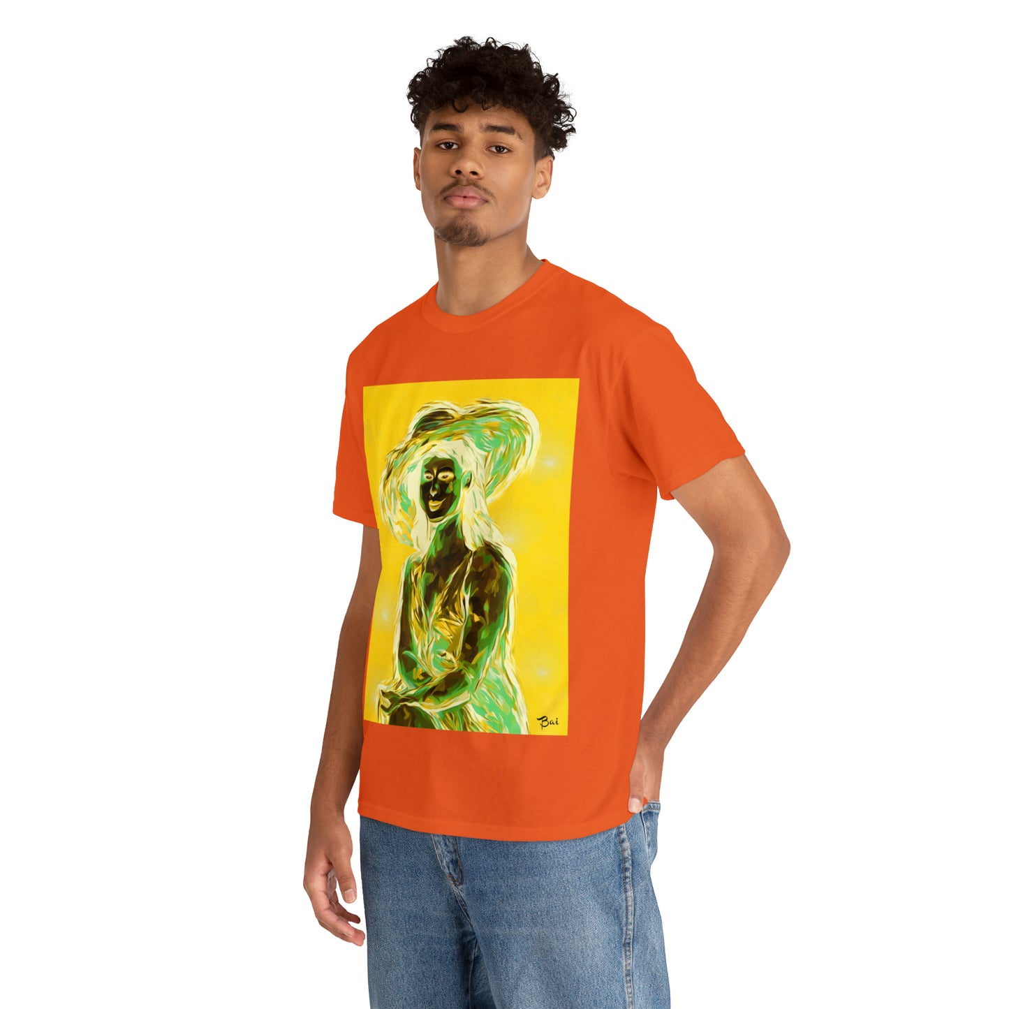 LADY IN SUN HAT (an Inversion in Blue) - Airt on a Shirt  - Unisex Heavy Cotton Tee - AUS