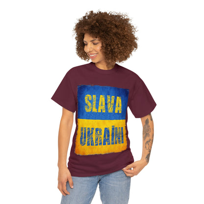 "SLAVA UKRAINI" FLAG - Unisex Heavy Cotton Tee