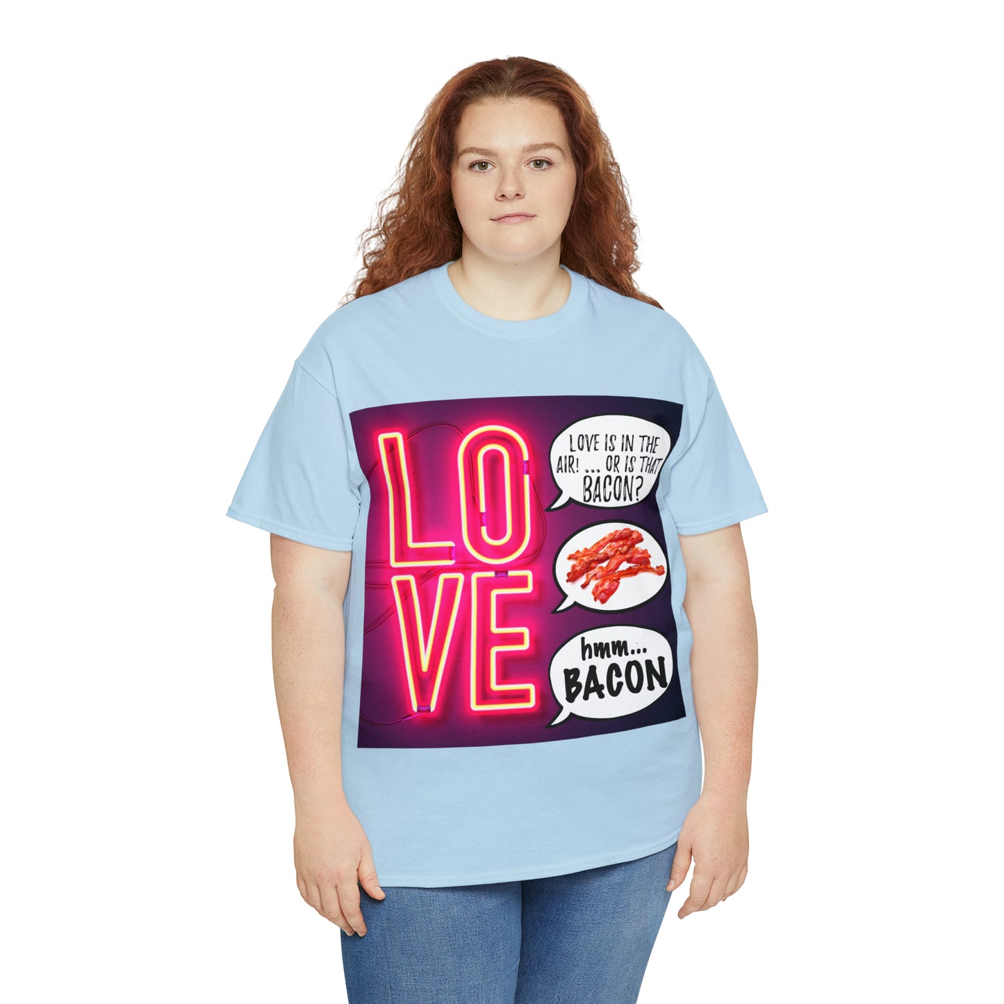 LOVE in in the AIR... or is that BACON? - Unisex Heavy Cotton Tee