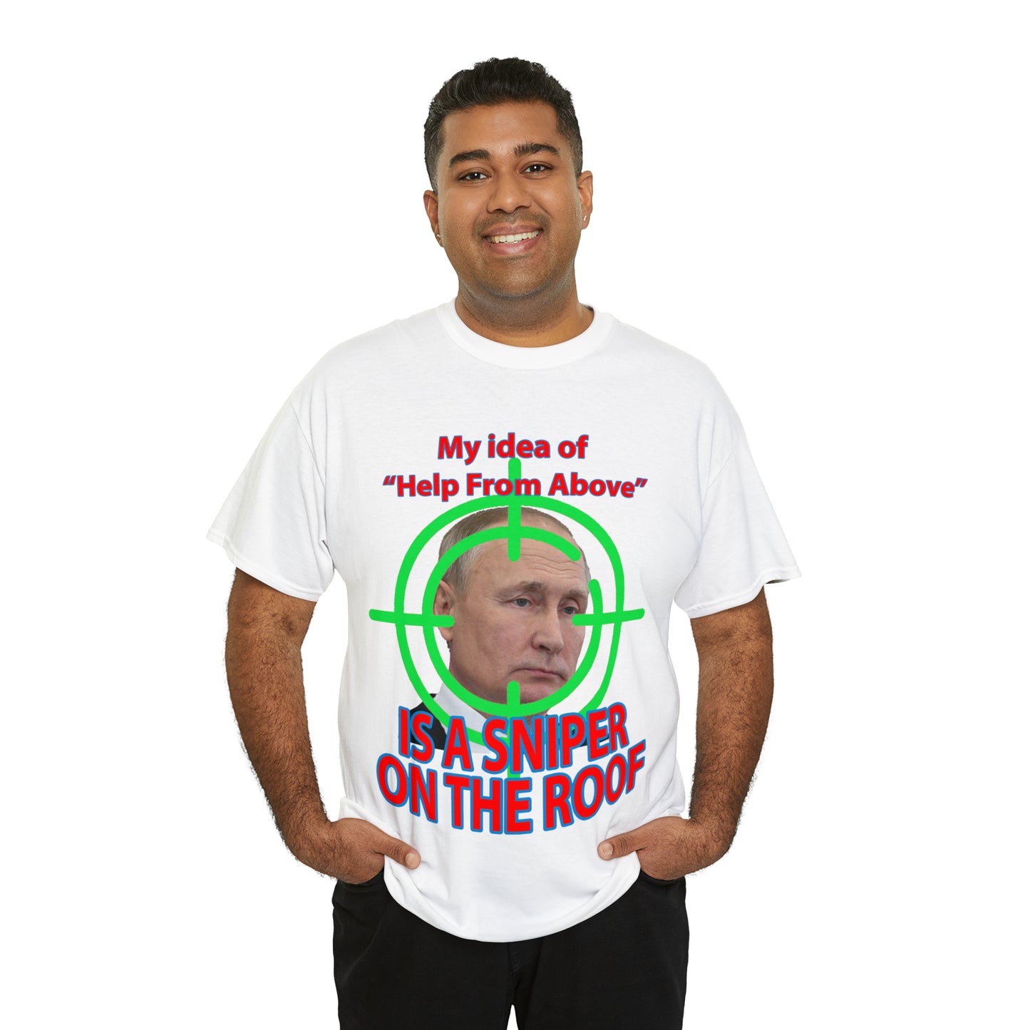 Help from Above SNIPER ON THE ROOF - Funny Unisex Heavy Cotton Tee - AUS