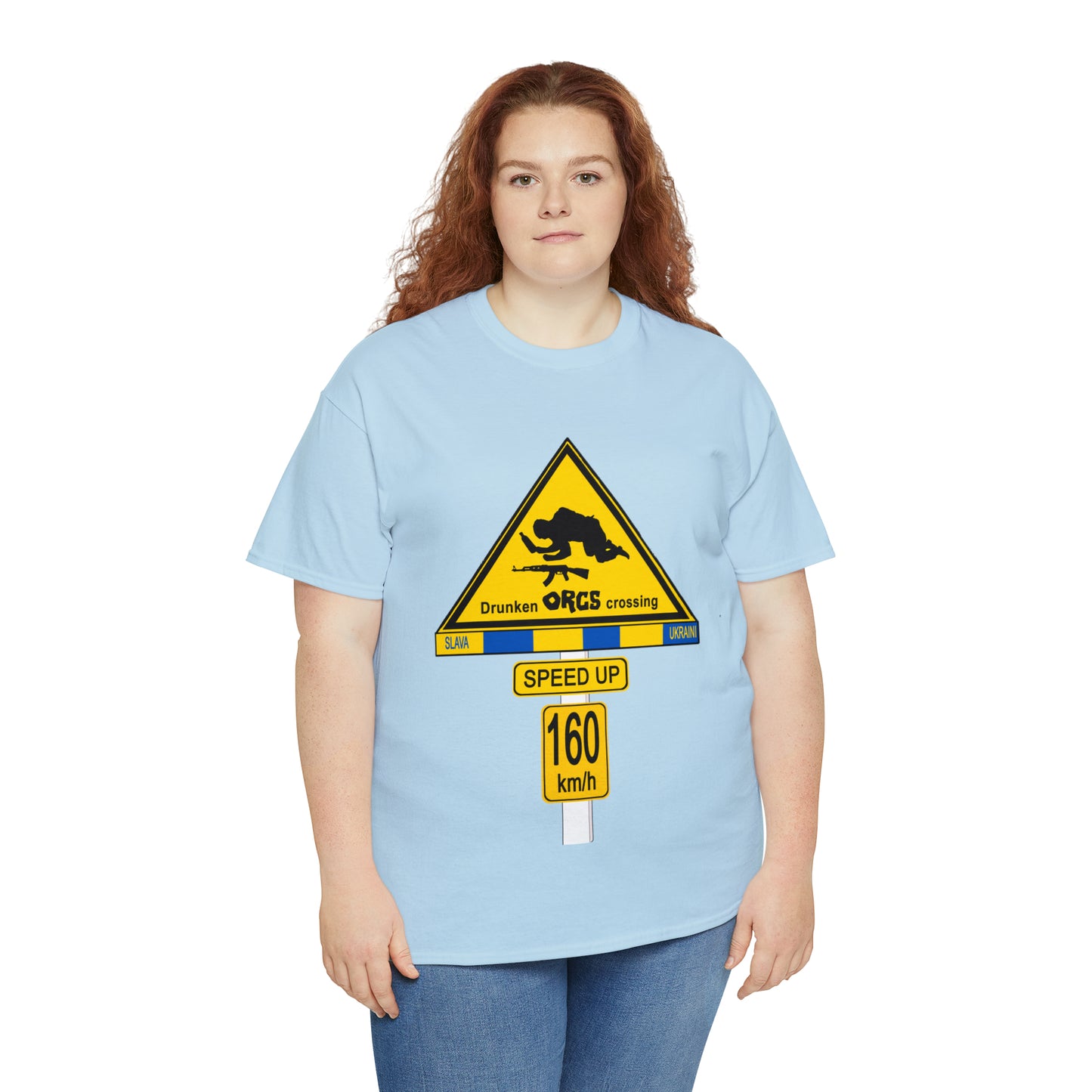 DRU**** ORCS CROSSING UKRAINE SUPPORTER T-SHIRT - Unisex Heavy Cotton Tee - AUS