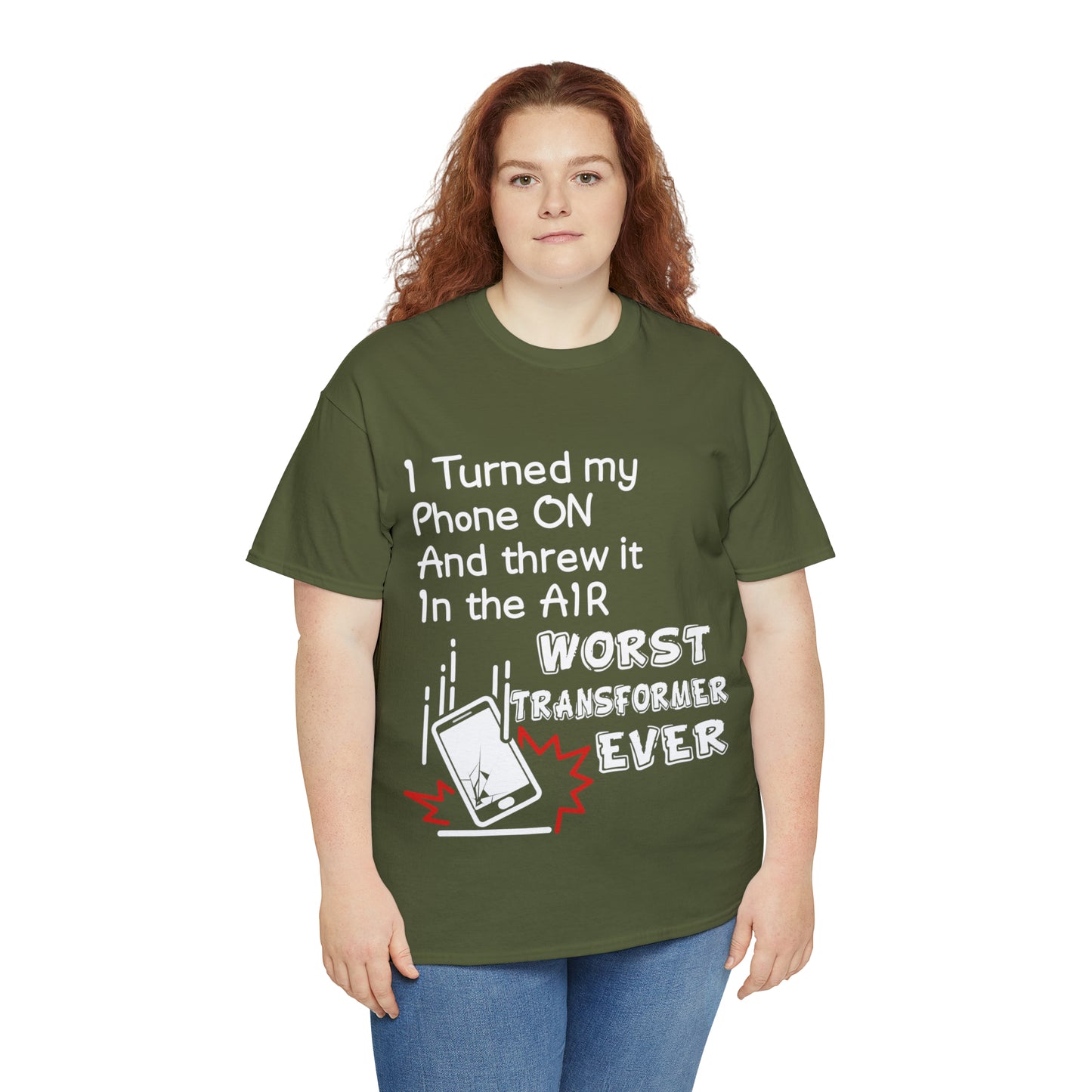 "I threw my phone up in the air, WORST transformer ever"! - Unisex Heavy Cotton Tee - AUS