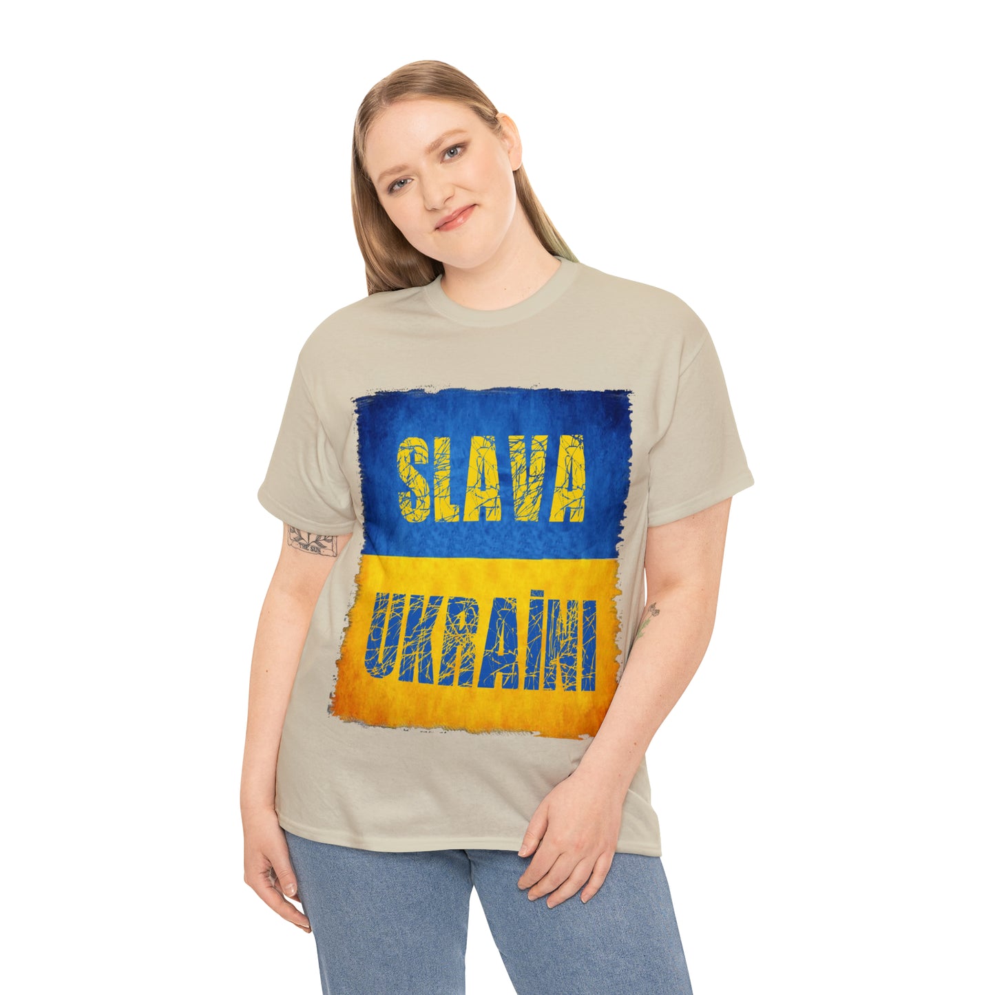 "SLAVA UKRAINI" FLAG - Unisex Heavy Cotton Tee