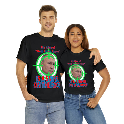 Help from Above SNIPER ON THE ROOF - Funny Unisex Heavy Cotton Tee - AUS