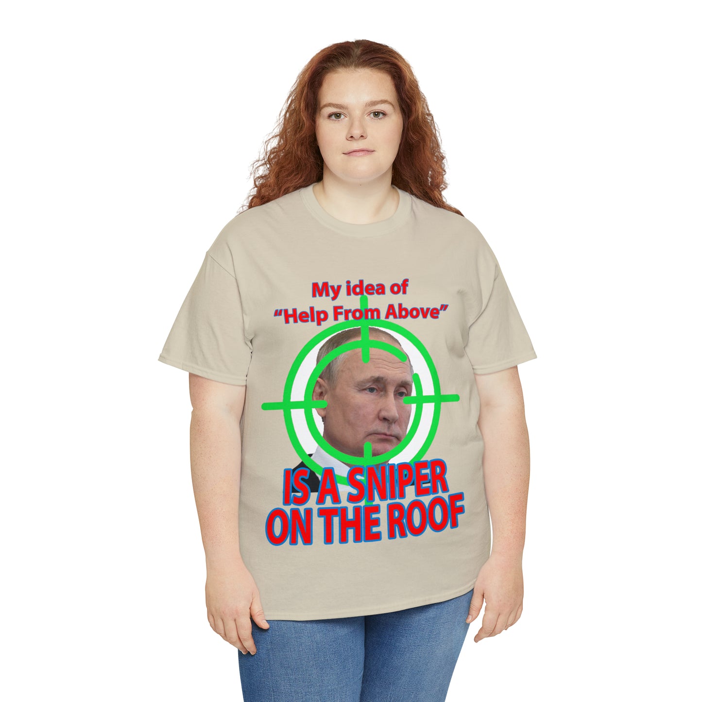 Help from Above SNIPER ON THE ROOF - Funny Unisex Heavy Cotton Tee - AUS