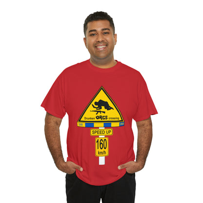 DRU**** ORCS CROSSING UKRAINE SUPPORTER T-SHIRT - Unisex Heavy Cotton Tee - AUS