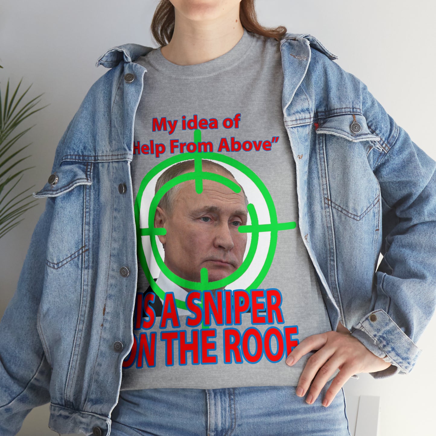 Help from Above SNIPER ON THE ROOF - Funny Unisex Heavy Cotton Tee - AUS