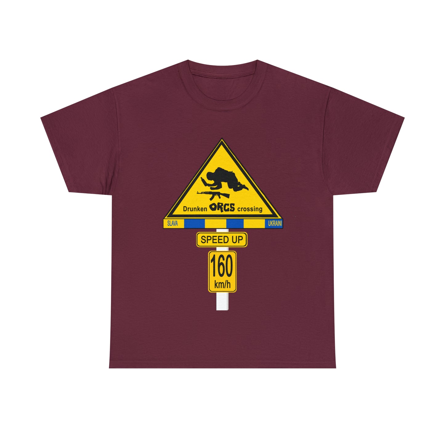 DRU**** ORCS CROSSING UKRAINE SUPPORTER T-SHIRT - Unisex Heavy Cotton Tee - AUS