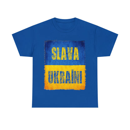 "SLAVA UKRAINI" FLAG - Unisex Heavy Cotton Tee