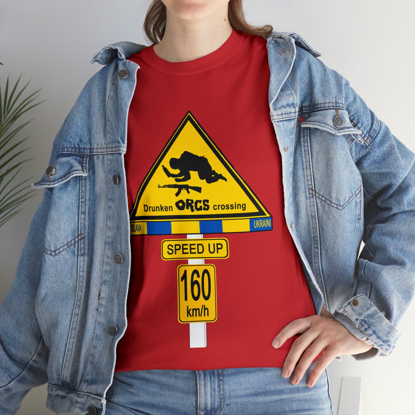 DRU**** ORCS CROSSING UKRAINE SUPPORTER T-SHIRT - Unisex Heavy Cotton Tee - AUS