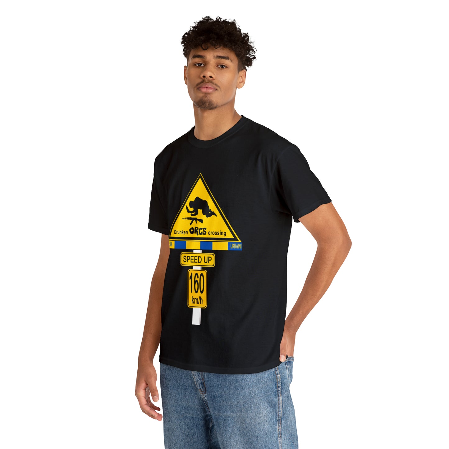 DRU**** ORCS CROSSING UKRAINE SUPPORTER T-SHIRT - Unisex Heavy Cotton Tee - AUS