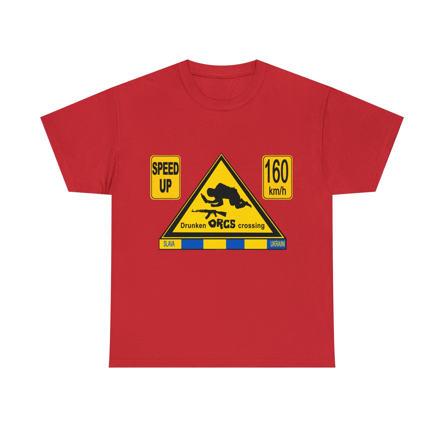 DRU**** ORCS CROSSING - 160 Km/h/SPEED UP - Unisex Heavy Cotton Tee - AUS