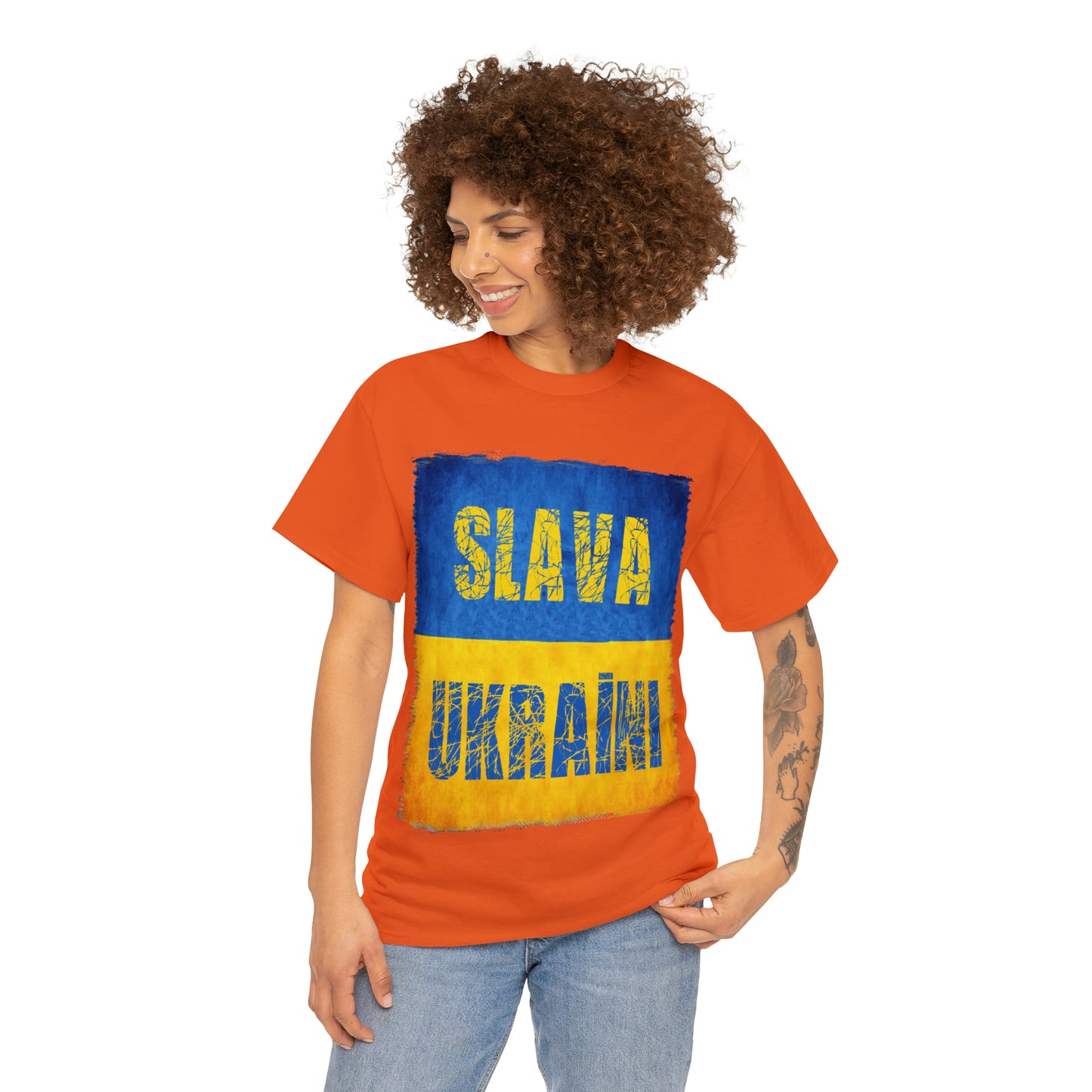 "SLAVA UKRAINI" FLAG - Unisex Heavy Cotton Tee