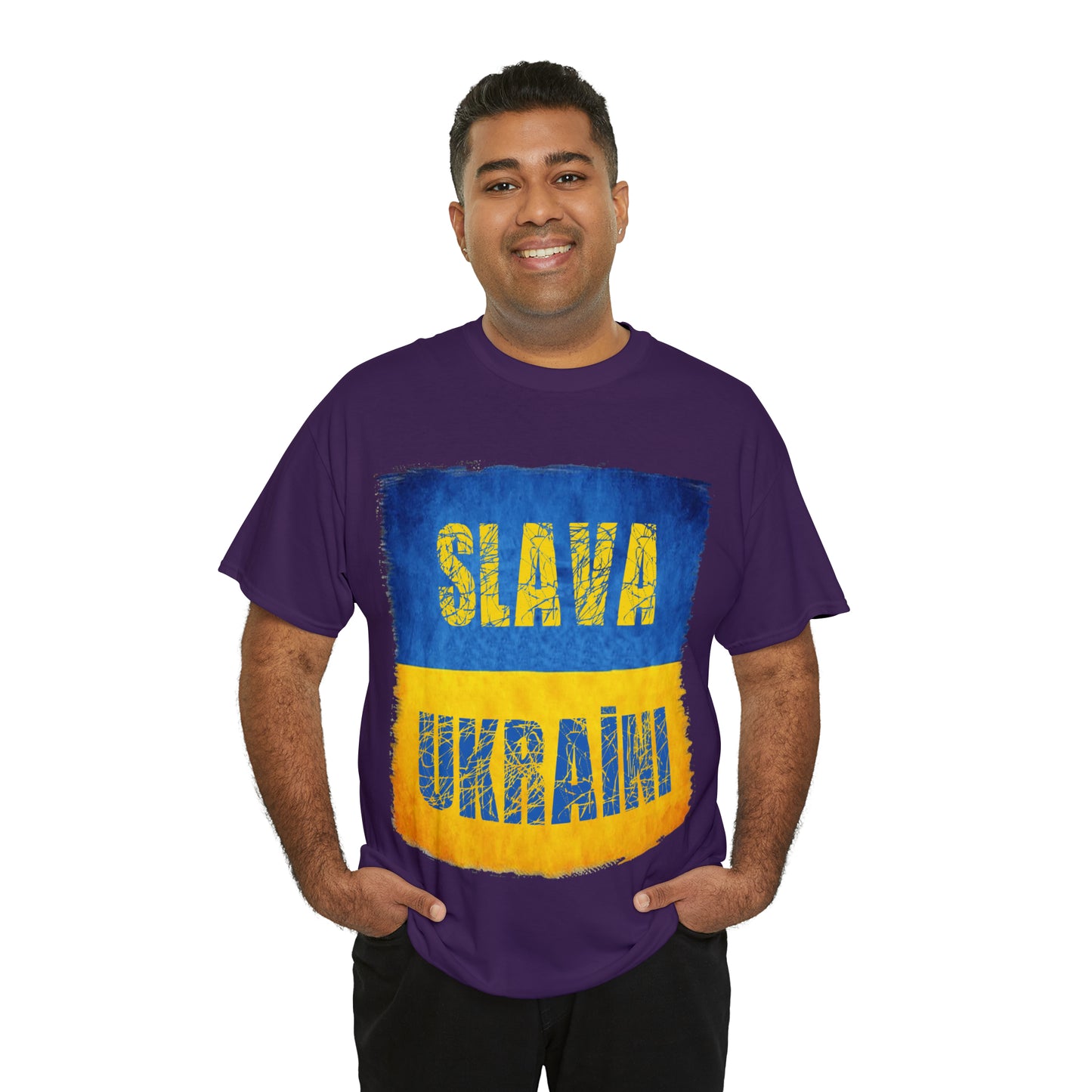 "SLAVA UKRAINI" FLAG - Unisex Heavy Cotton Tee