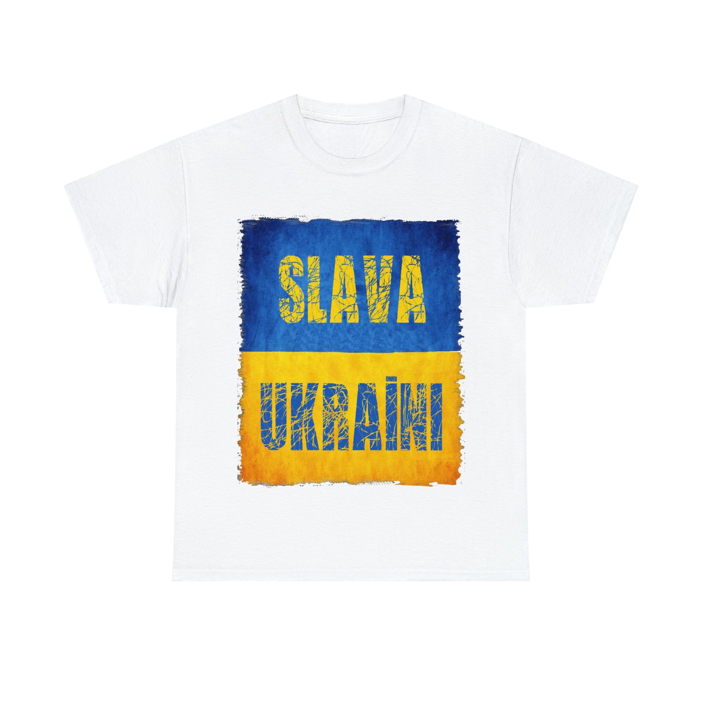 "SLAVA UKRAINI" FLAG - Unisex Heavy Cotton Tee