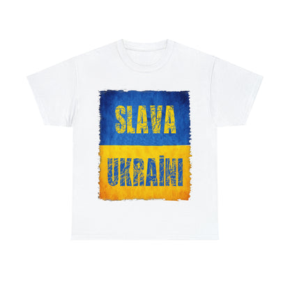 "SLAVA UKRAINI" FLAG - Unisex Heavy Cotton Tee