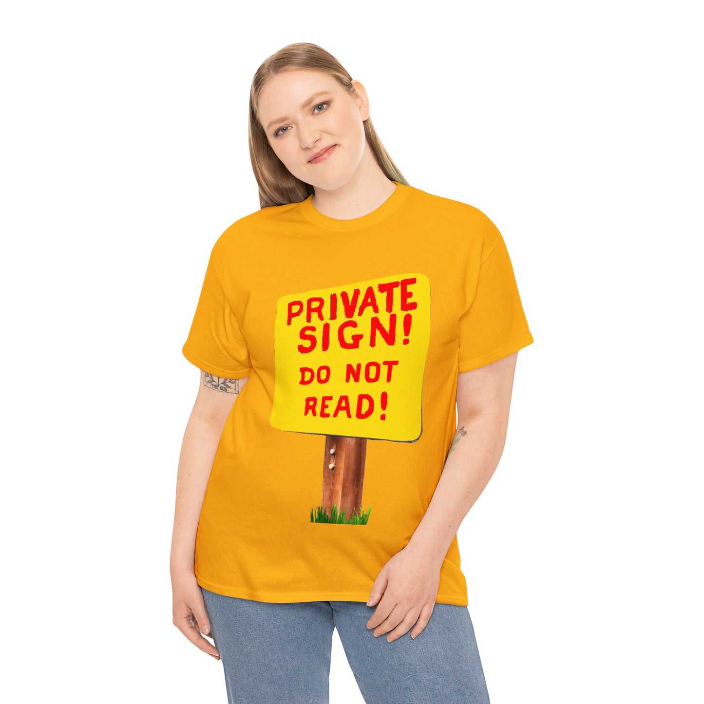PRIVATE SIGN! DO NOT READ! Silly Sign - Unisex Heavy Cotton Tee - AUS