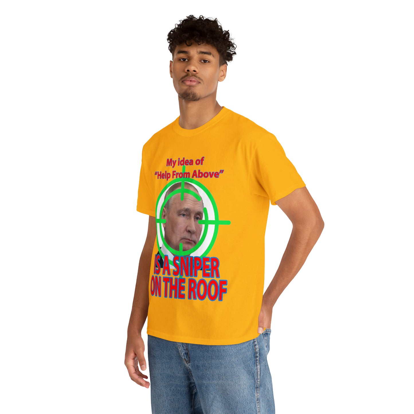Help from Above SNIPER ON THE ROOF - Funny Unisex Heavy Cotton Tee - AUS