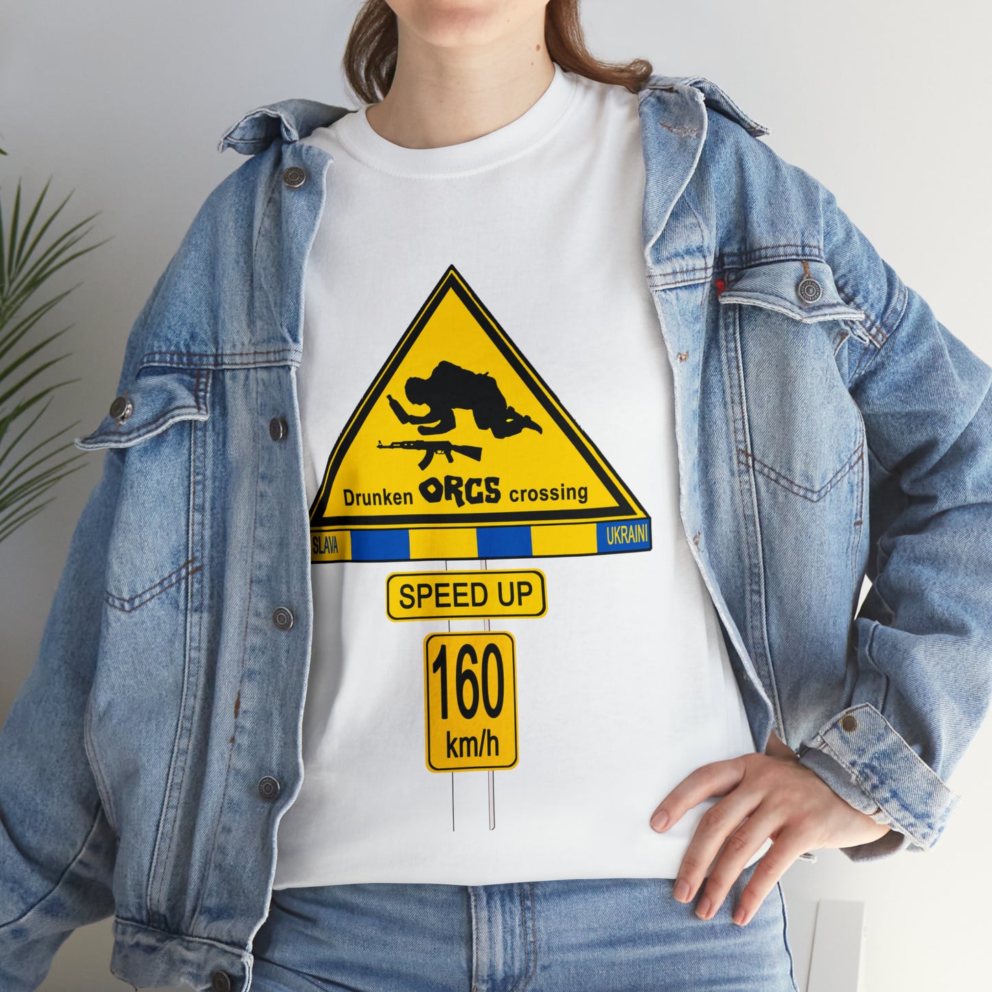 DRU**** ORCS CROSSING UKRAINE SUPPORTER T-SHIRT - Unisex Heavy Cotton Tee - AUS
