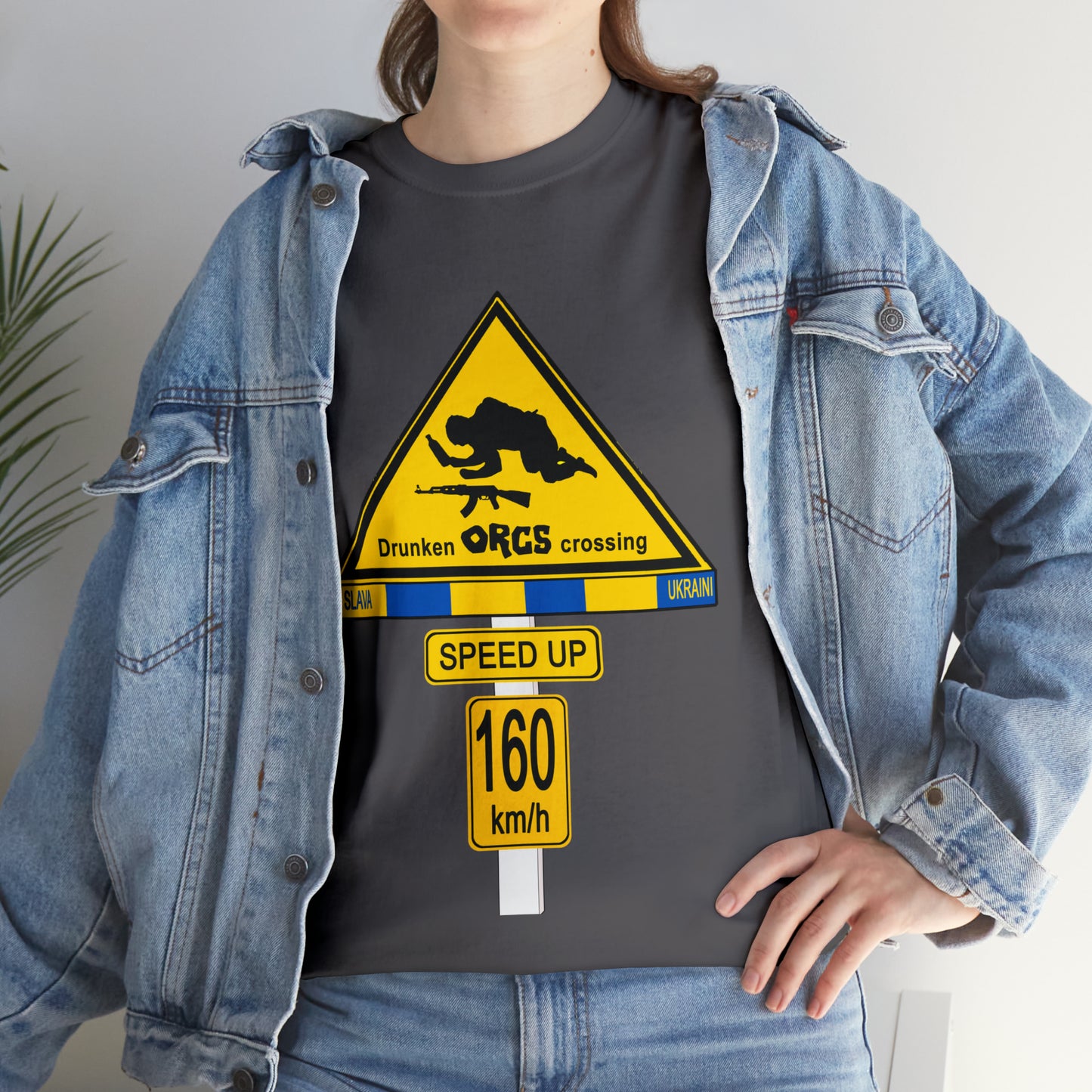 DRU**** ORCS CROSSING UKRAINE SUPPORTER T-SHIRT - Unisex Heavy Cotton Tee - AUS