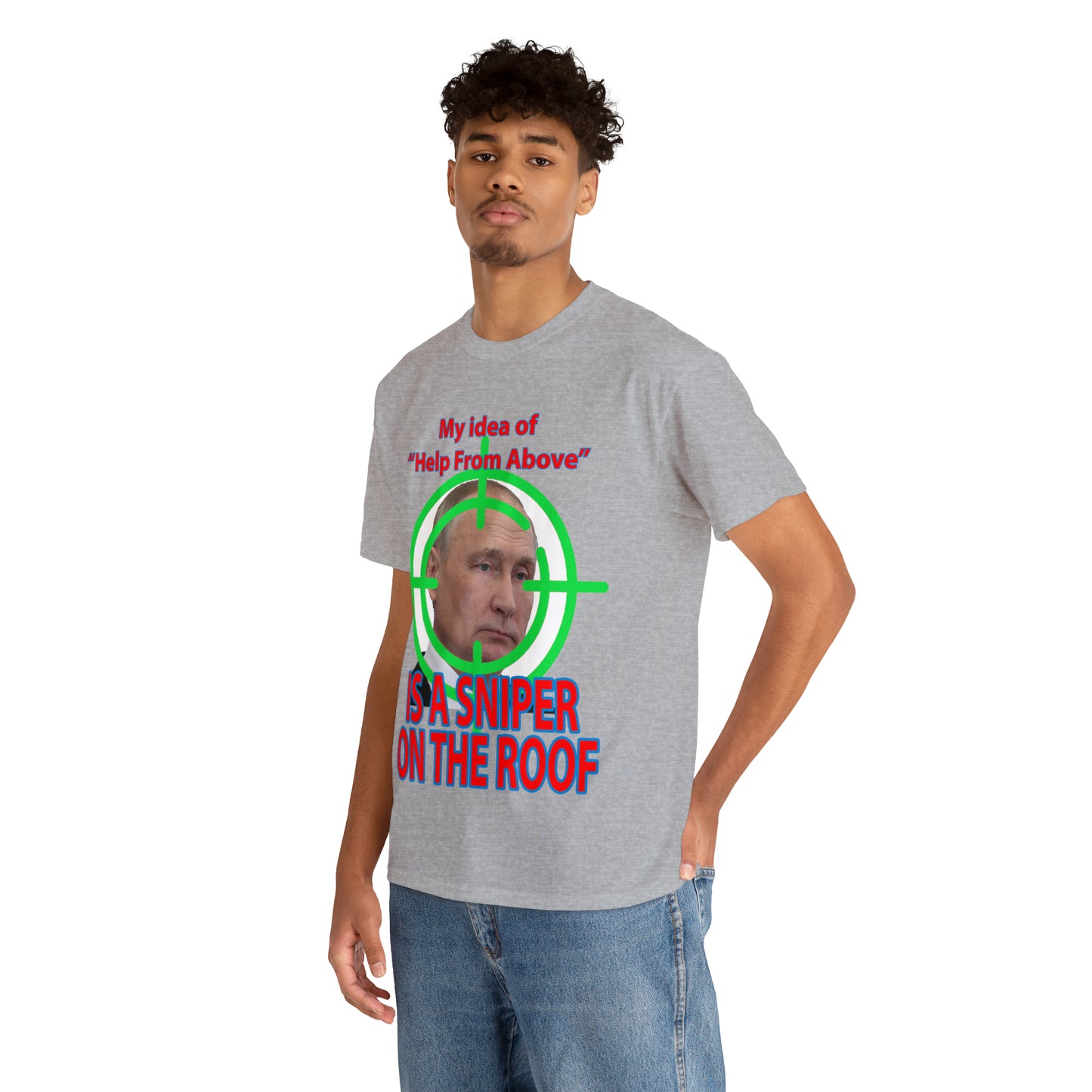 Help from Above SNIPER ON THE ROOF - Funny Unisex Heavy Cotton Tee - AUS