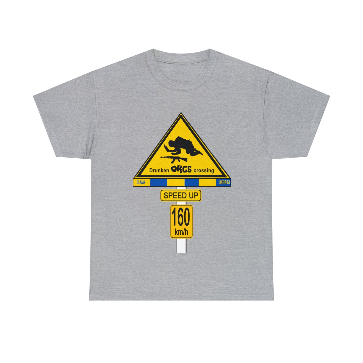 DRU**** ORCS CROSSING UKRAINE SUPPORTER T-SHIRT - Unisex Heavy Cotton Tee - AUS