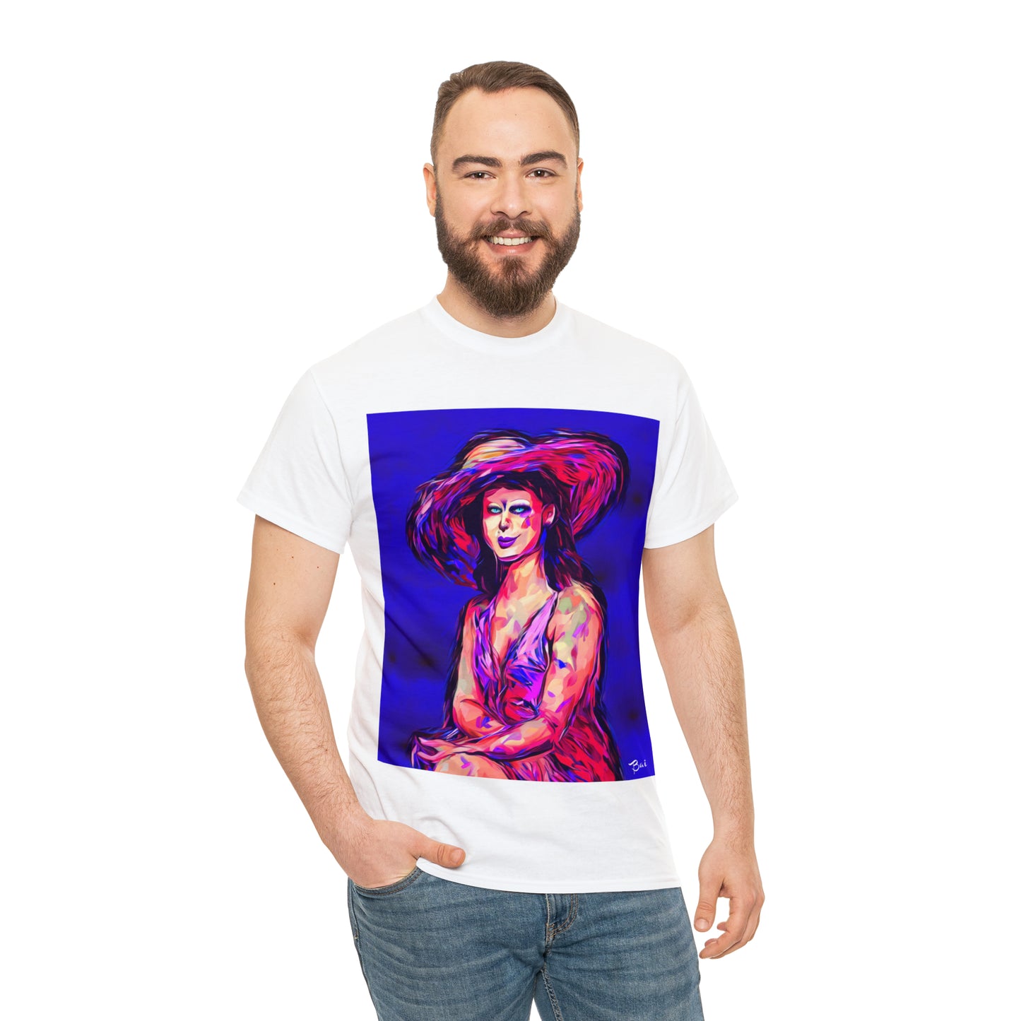 LADY IN SUN HAT - Airt on a Shirt  - Unisex Heavy Cotton Tee - AUS