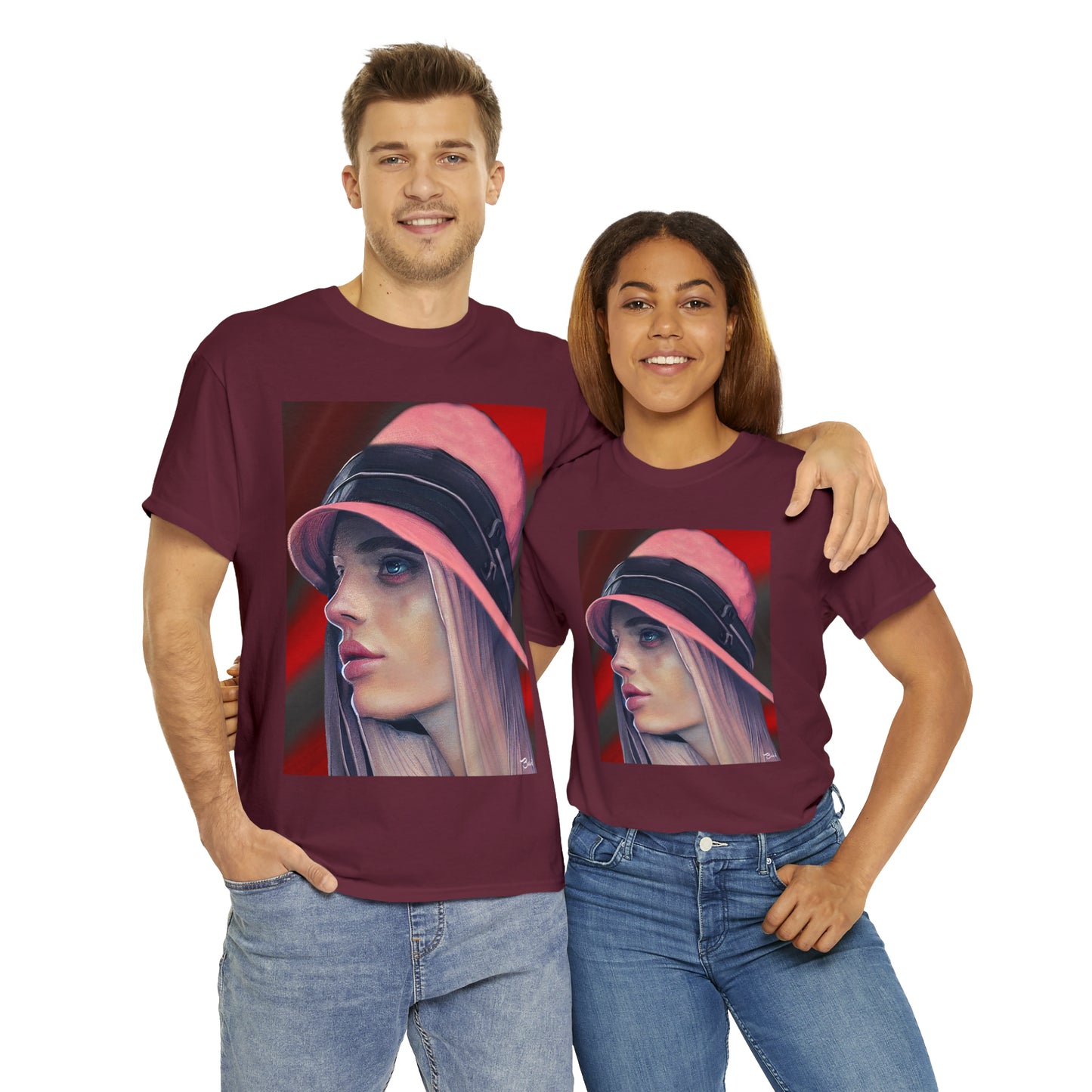 LADY IN PINK HAT - Airt on a Shirt  - Unisex Heavy Cotton Tee - AUS