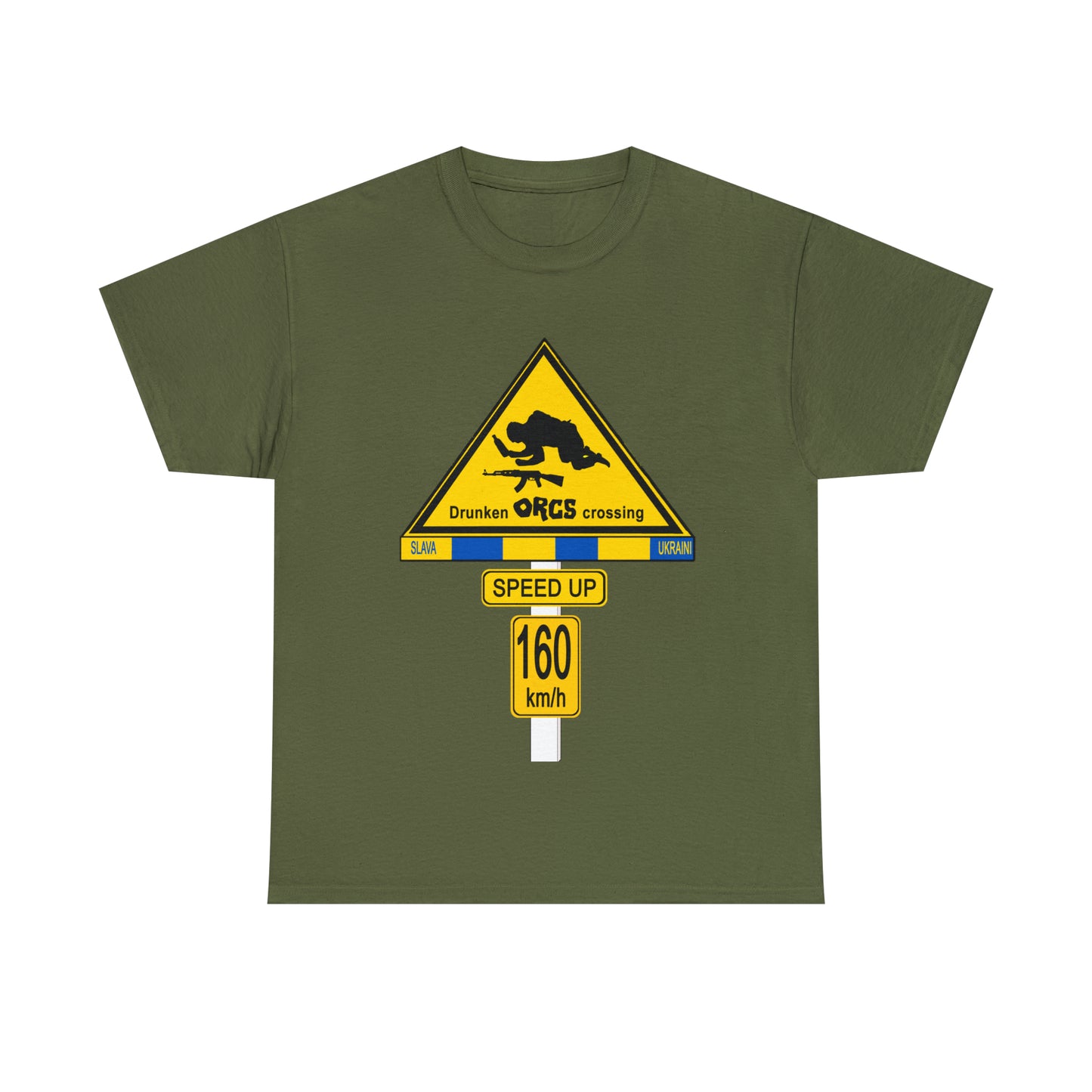 DRU**** ORCS CROSSING UKRAINE SUPPORTER T-SHIRT - Unisex Heavy Cotton Tee - AUS